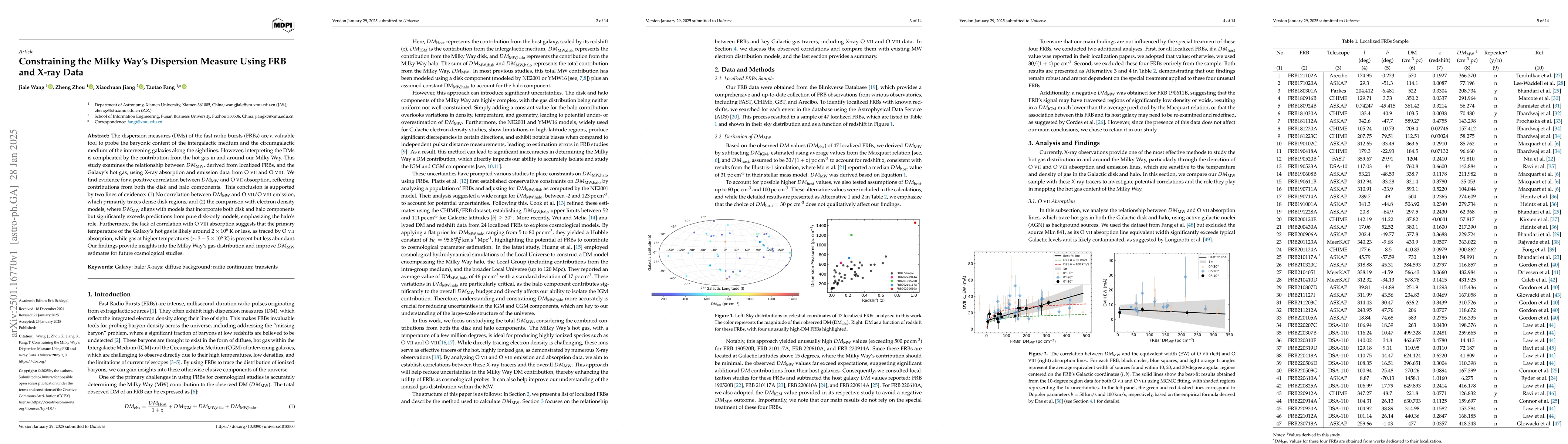 Thumbnail for Constraining the Milky Way's Dispersion Measure Using FRB and X-ray Data