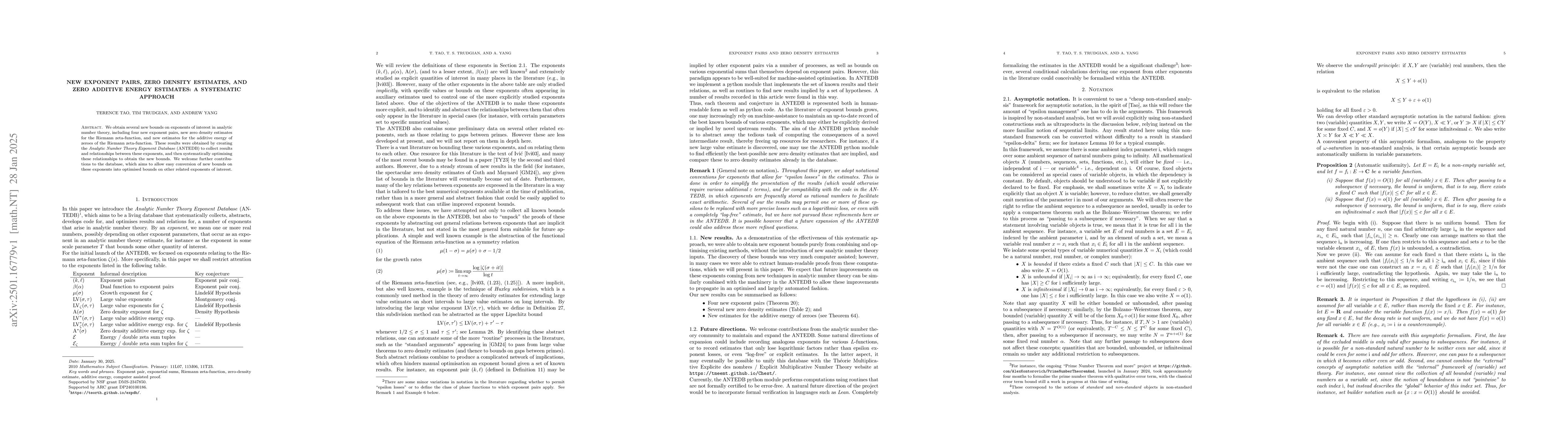 Thumbnail for New exponent pairs, zero density estimates, and zero additive energy
  estimates: a systematic approach