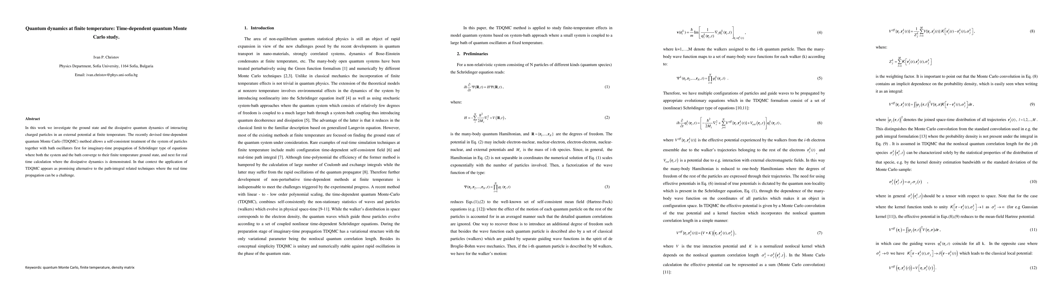 Thumbnail for Quantum dynamics at finite temperature: Time-dependent quantum Monte
  Carlo study