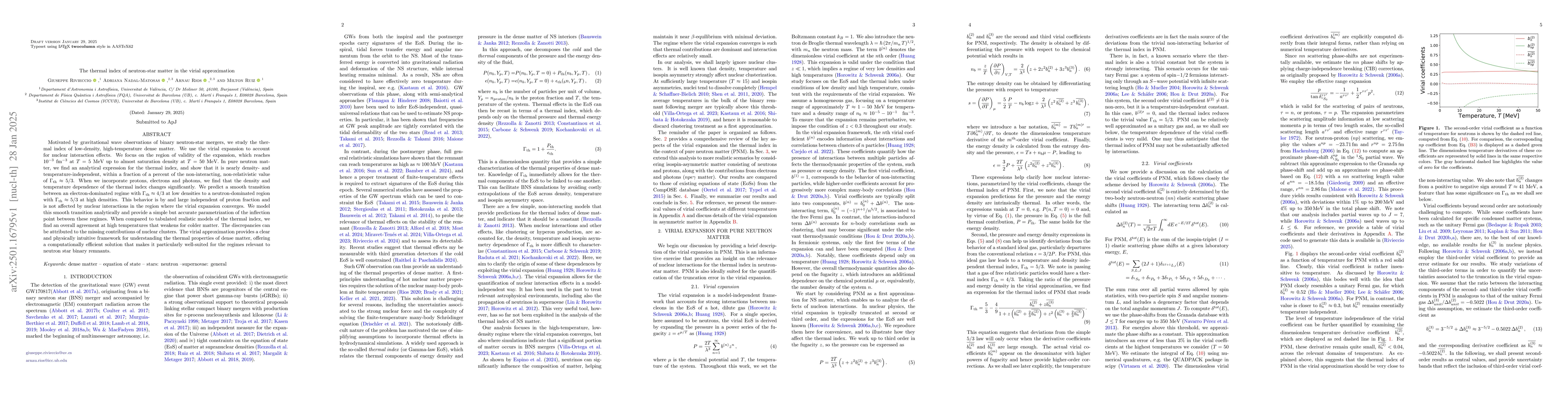 Thumbnail for The thermal index of neutron-star matter in the virial approximation