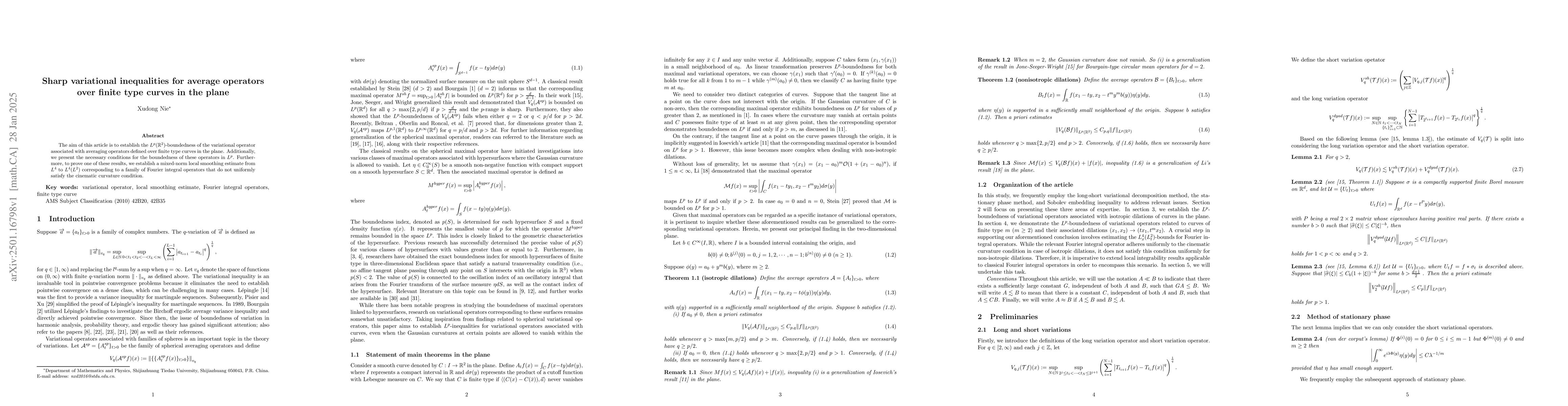 Thumbnail for Sharp variational inequalities for average operators over finite type
  curves in the plane