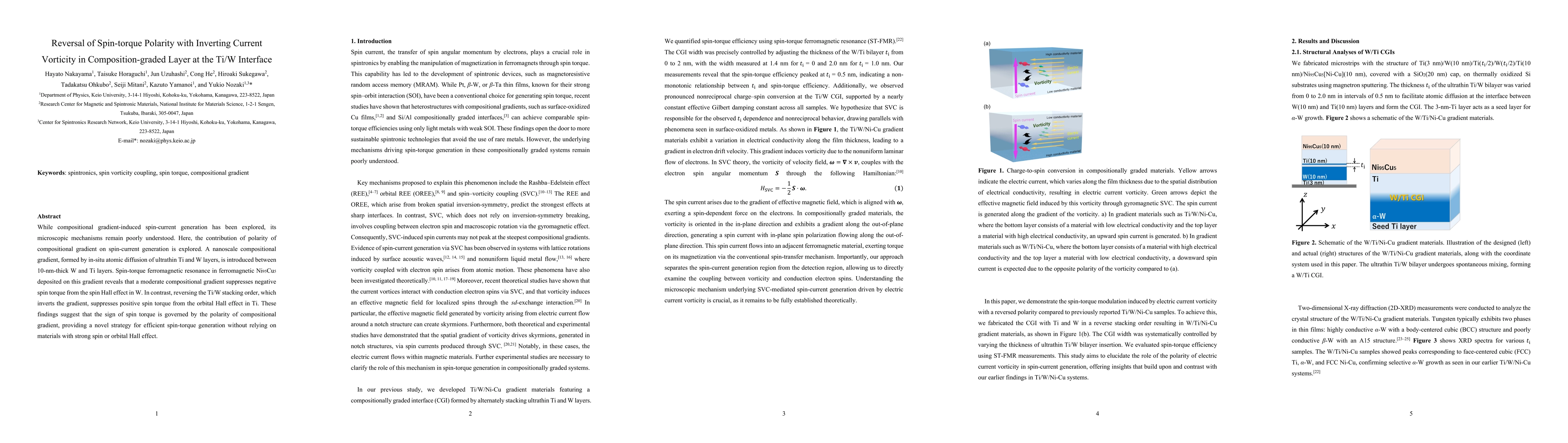 Thumbnail for Reversal of Spin-torque Polarity with Inverting Current Vorticity in
  Composition-graded Layer at the Ti/W Interface