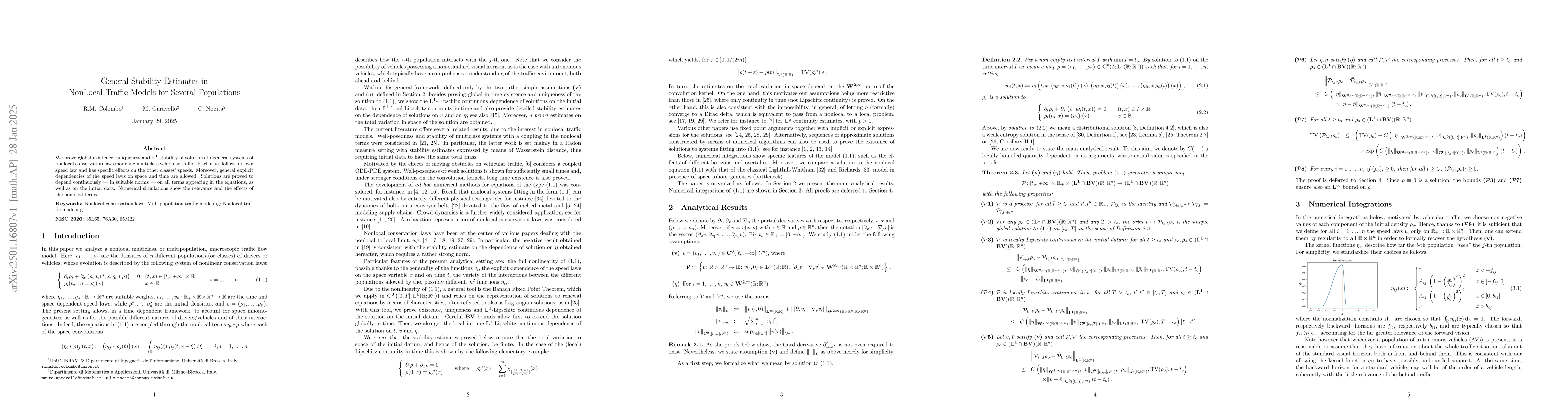 Thumbnail for General Stability Estimates in NonLocal Traffic Models for Several
  Populations