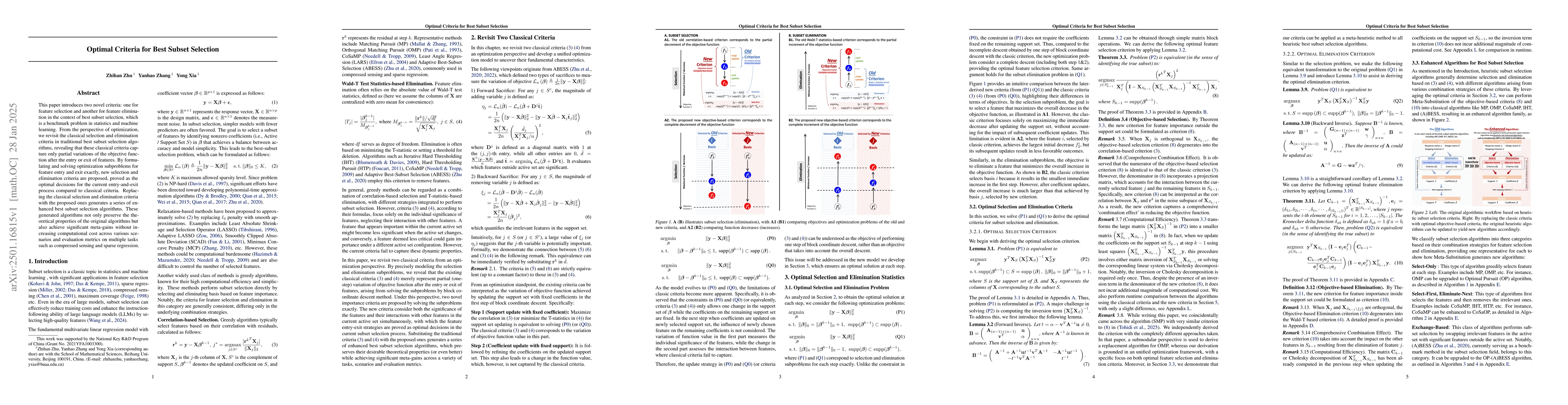 Thumbnail for Optimal Criteria for Best Subset Selection