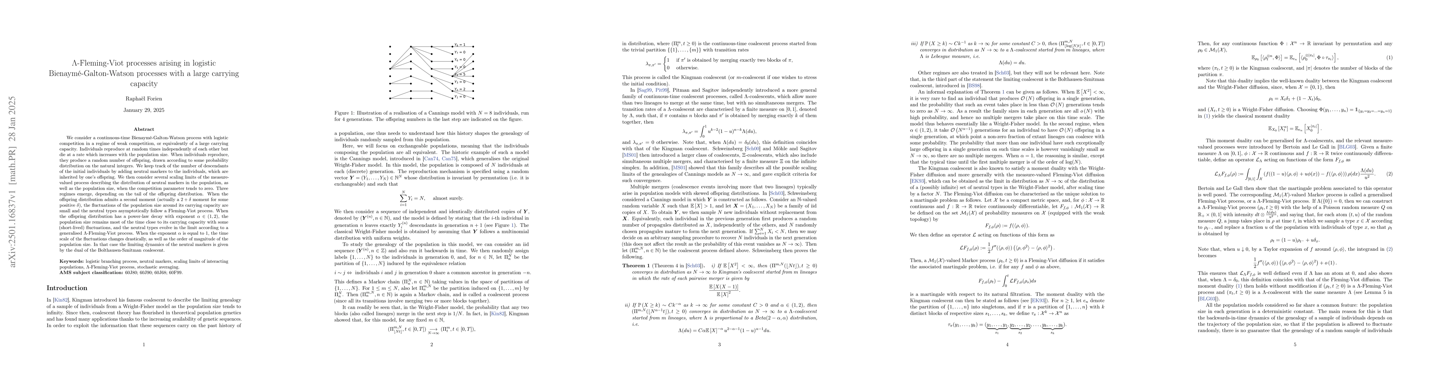 Thumbnail for Lambda-Fleming-Viot processes arising in logistic
  Bienaymé-Galton-Watson processes with a large carrying capacity