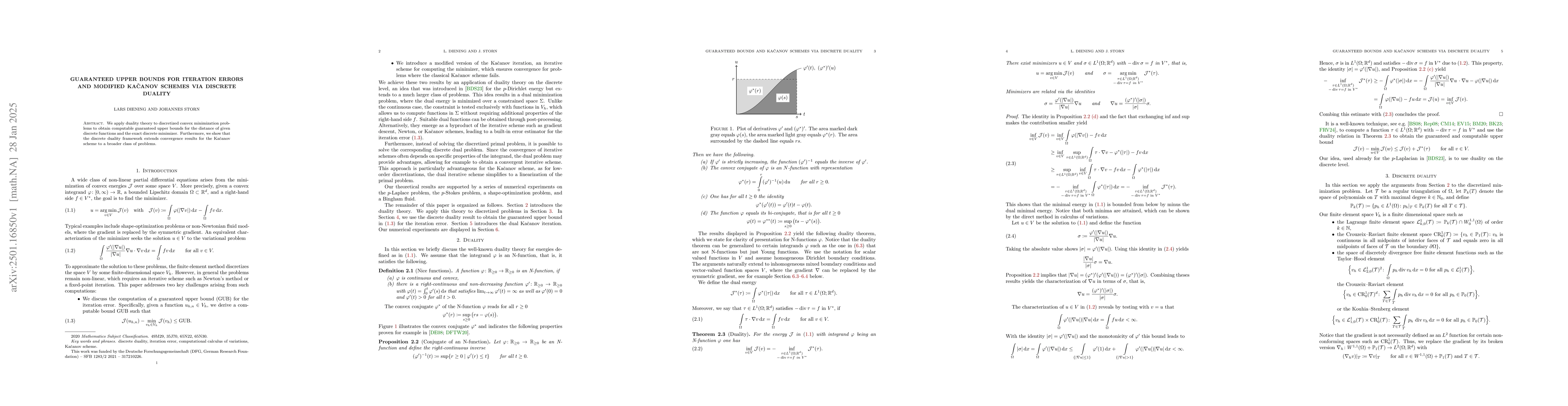 Thumbnail for Guaranteed upper bounds for iteration errors and modified Kacanov
  schemes via discrete duality