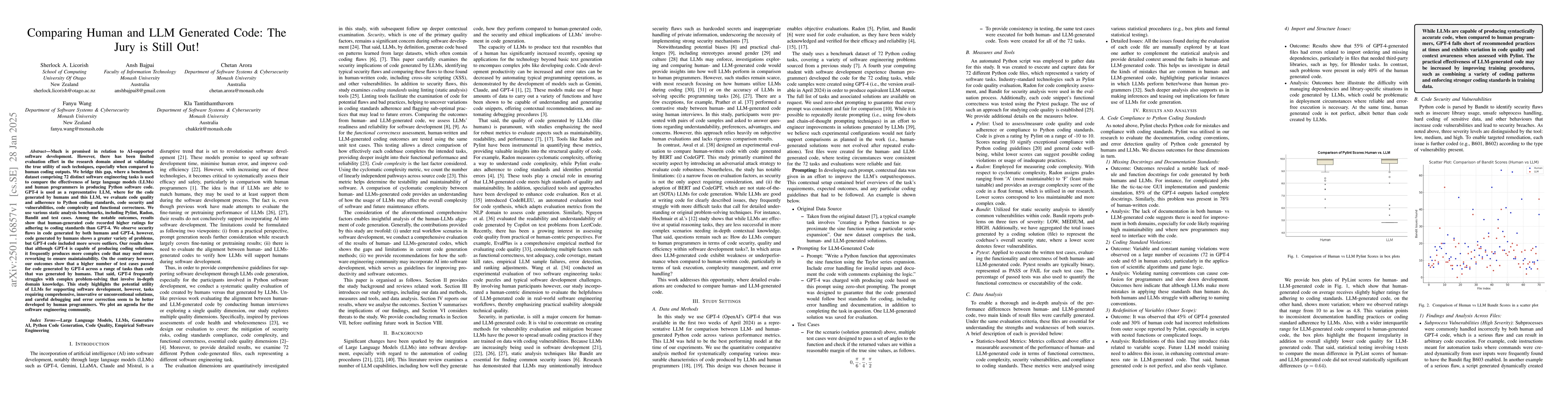 Thumbnail for Comparing Human and LLM Generated Code: The Jury is Still Out!