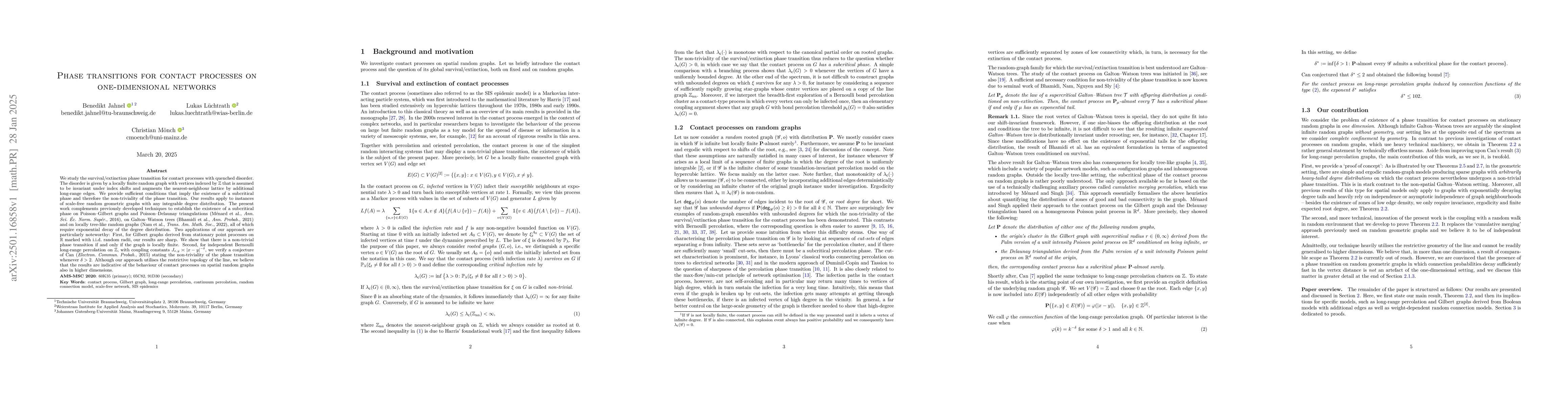 Thumbnail for Phase transitions for contact processes on one-dimensional networks