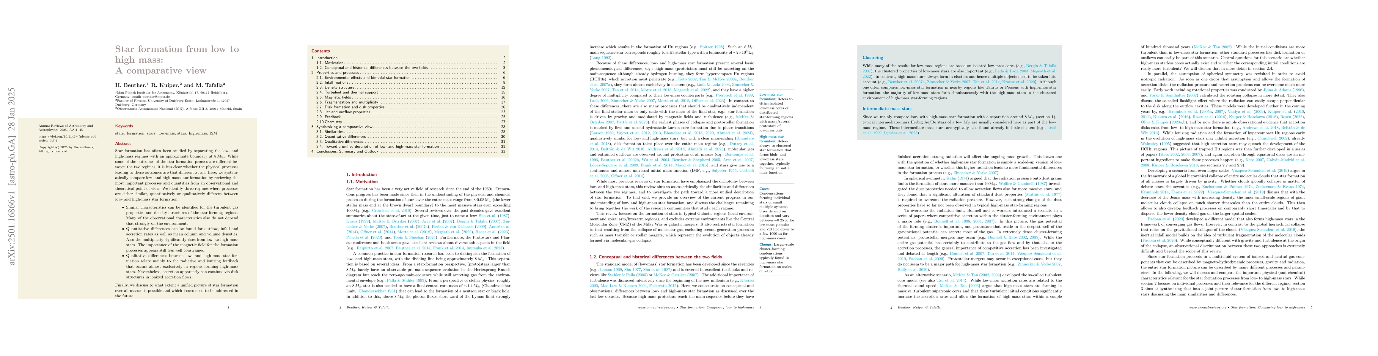 Thumbnail for Star formation from low to high mass: A comparative view