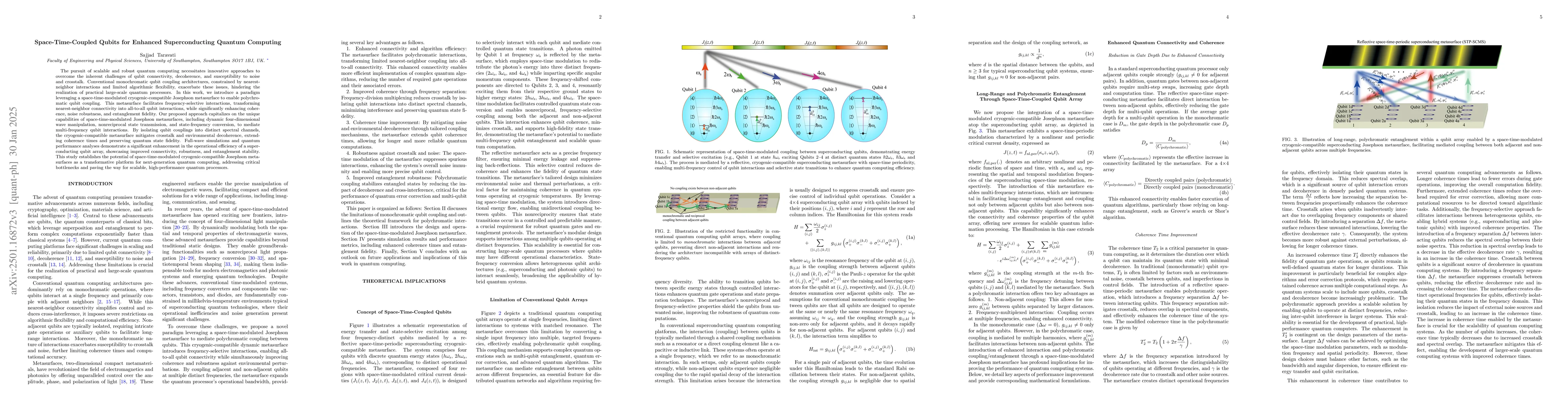 Thumbnail for Space-Time-Coupled Qubits for Enhanced Superconducting Quantum Computing