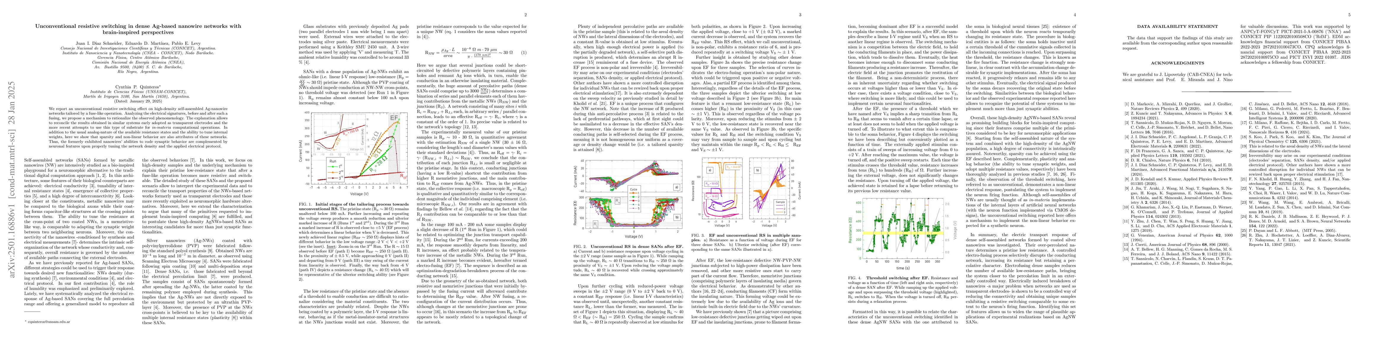 Thumbnail for Unconventional resistive switching in dense Ag-based nanowire networks
  with brain-inspired perspectives