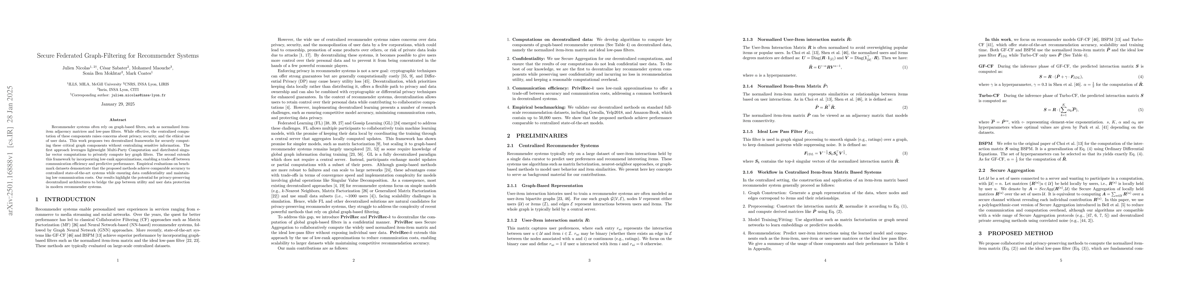 Thumbnail for Secure Federated Graph-Filtering for Recommender Systems