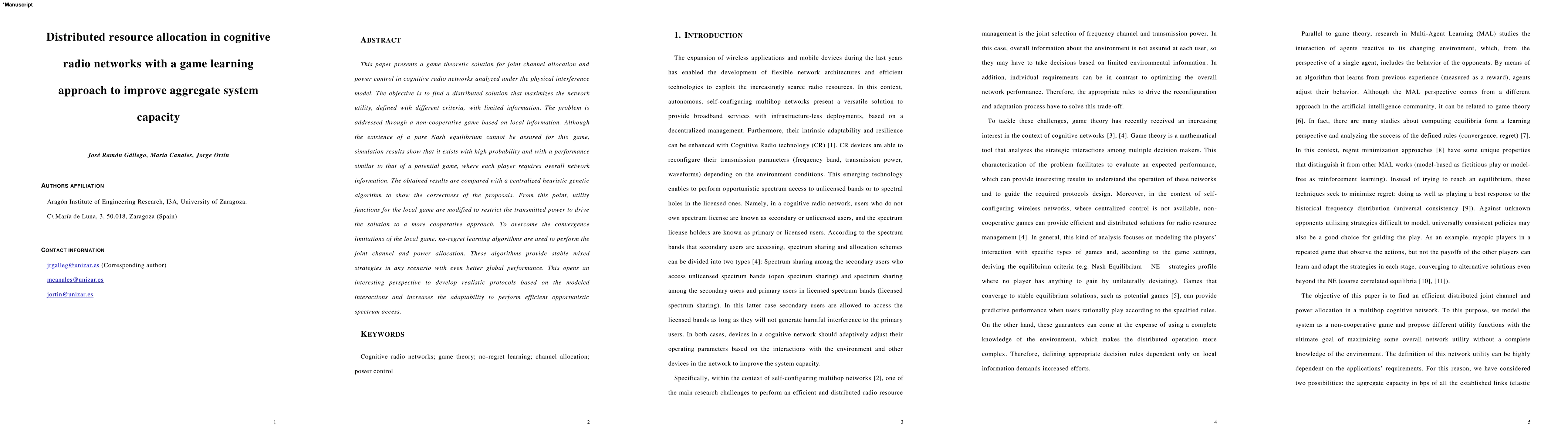 Thumbnail for Distributed resource allocation in cognitive radio networks with a game
  learning approach to improve aggregate system capacity
