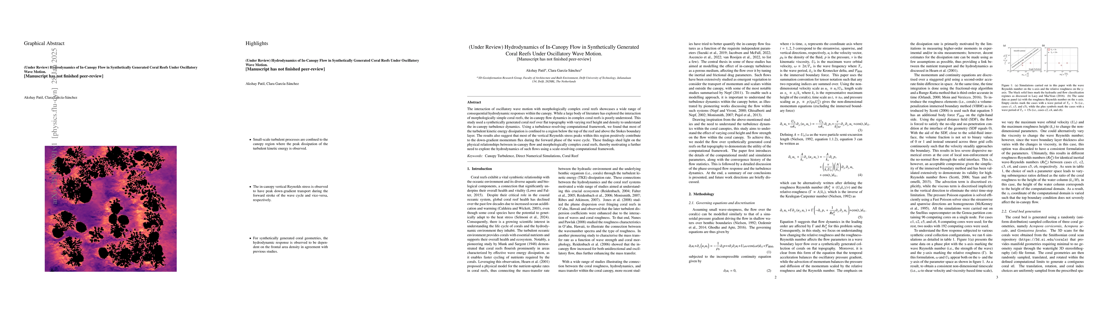Thumbnail for Hydrodynamics of In-Canopy Flow in Synthetically Generated Coral Reefs
  Under Oscillatory Wave Motion