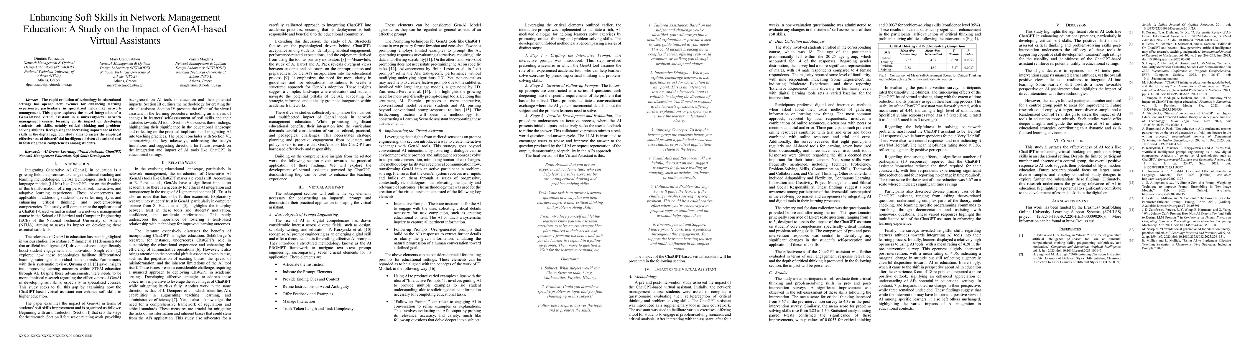 Thumbnail for Enhancing Soft Skills in Network Management Education: A Study on the
  Impact of GenAI-based Virtual Assistants