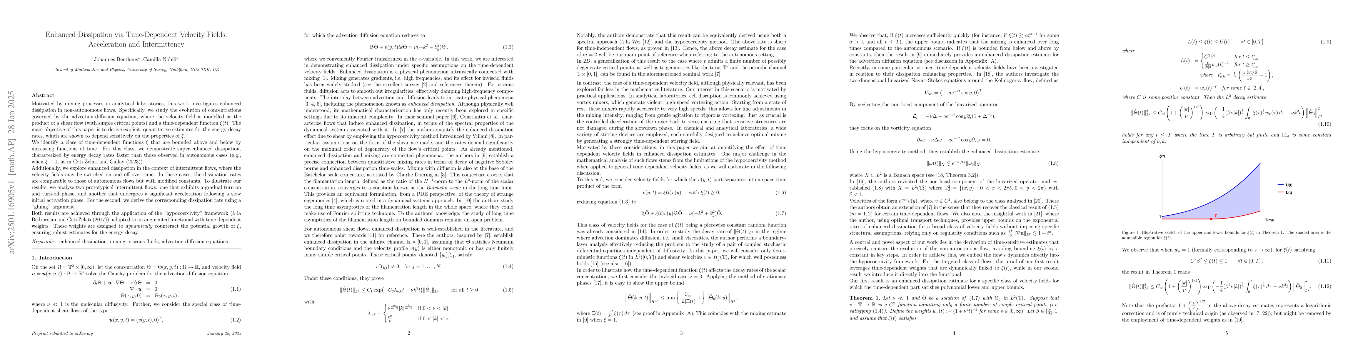 Thumbnail for Enhanced Dissipation via Time-Dependent Velocity Fields: Acceleration
  and Intermittency