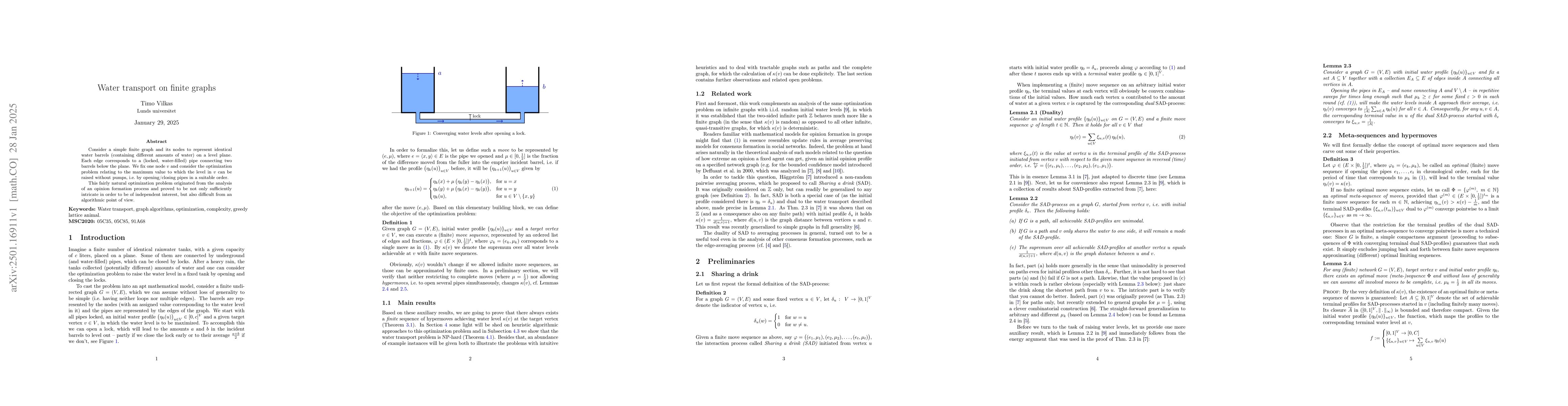 Thumbnail for Water transport on finite graphs