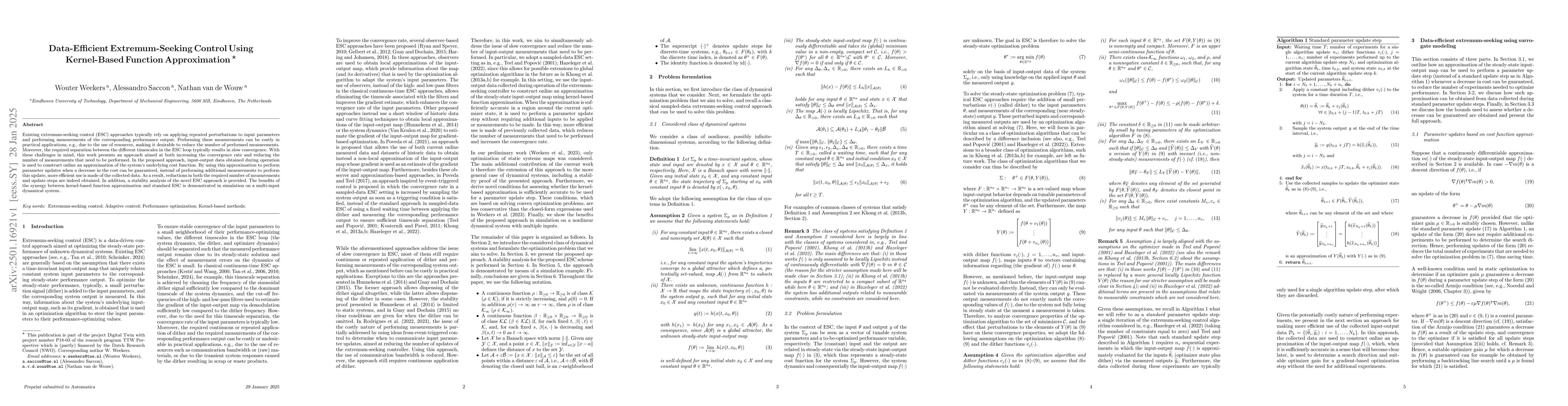 Thumbnail for Data-Efficient Extremum-Seeking Control Using Kernel-Based Function
  Approximation