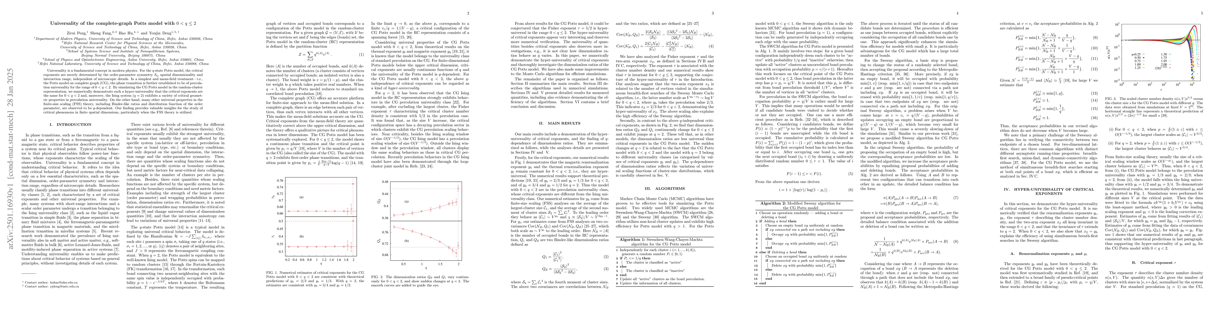 Thumbnail for Universality of the complete-graph Potts model with $0< q \leq 2$