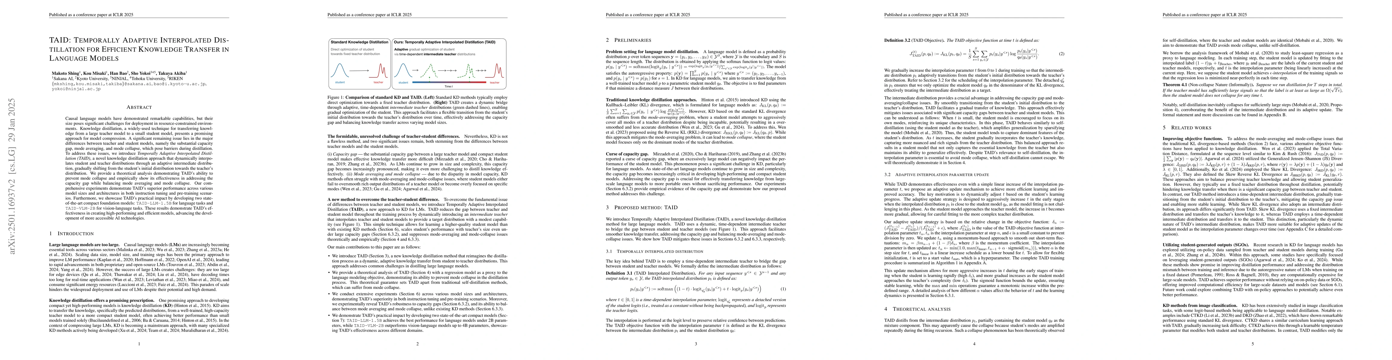 Thumbnail for TAID: Temporally Adaptive Interpolated Distillation for Efficient
  Knowledge Transfer in Language Models