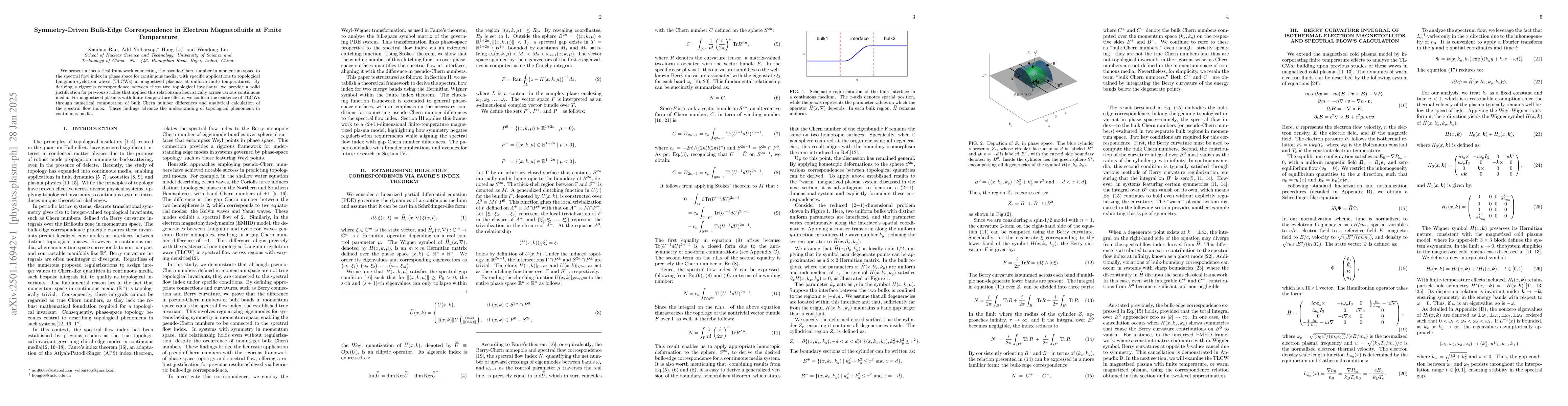 Thumbnail for Symmetry-Driven Bulk-Edge Correspondence in Electron Magnetofluids at
  Finite Temperature