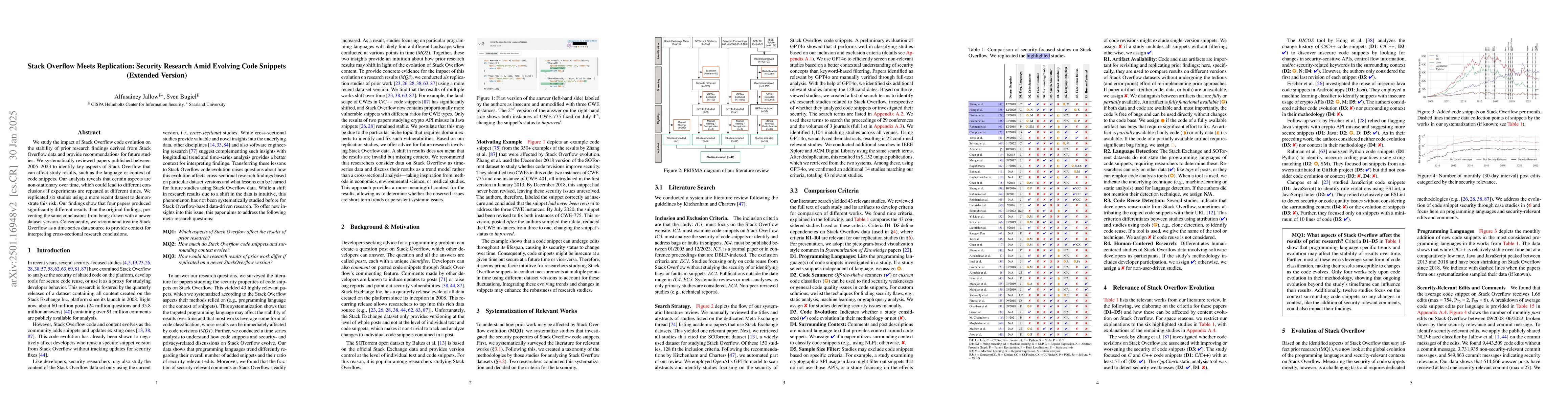 Thumbnail for Stack Overflow Meets Replication: Security Research Amid Evolving Code
  Snippets (Extended Version)