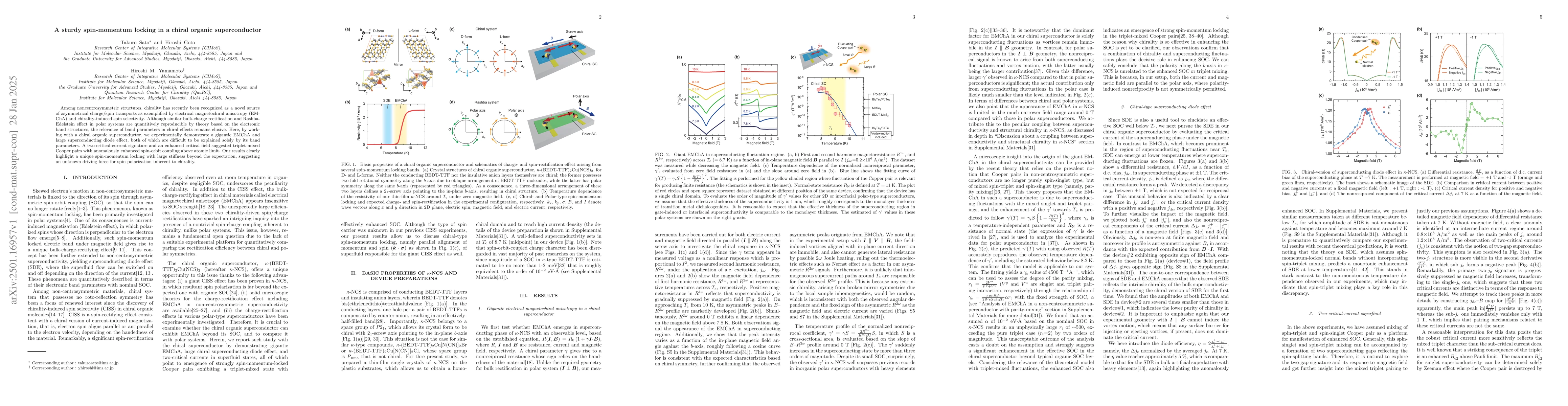 Thumbnail for A sturdy spin-momentum locking in a chiral organic superconductor