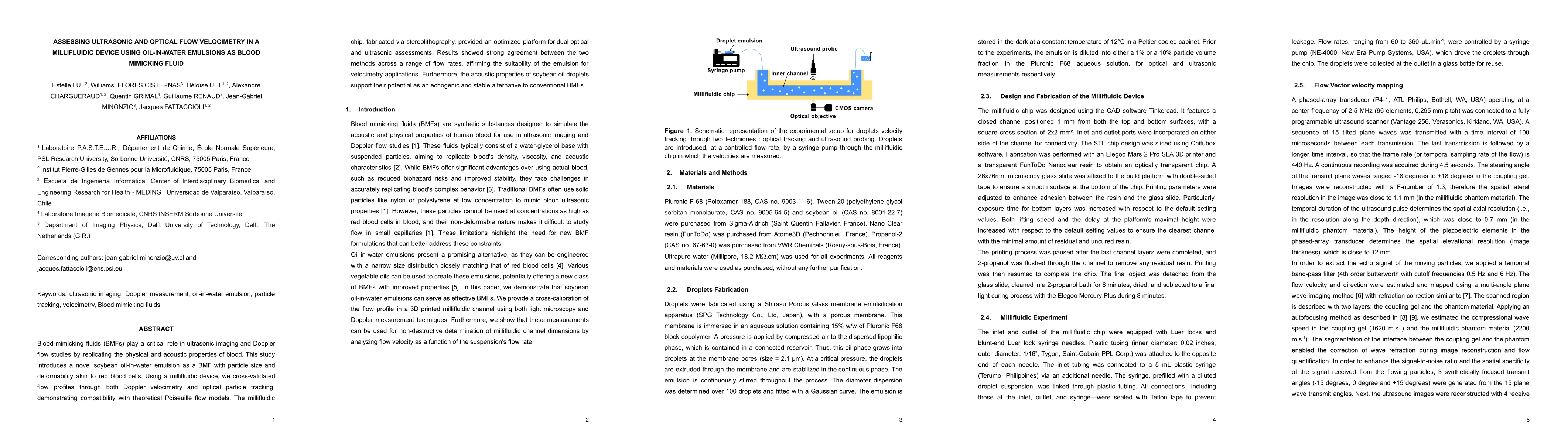 Thumbnail for Assessing ultrasonic and optical flow velocimetry in a millifluidic
  device using oil-in-water emulsions as blood mimicking fluid
