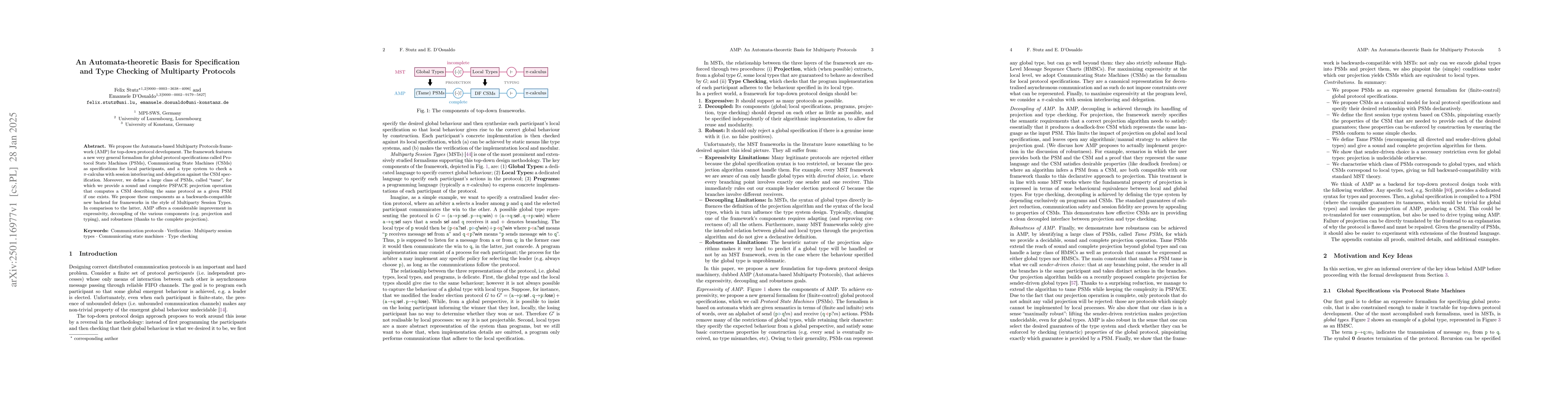 Thumbnail for An Automata-theoretic Basis for Specification and Type Checking of
  Multiparty Protocols