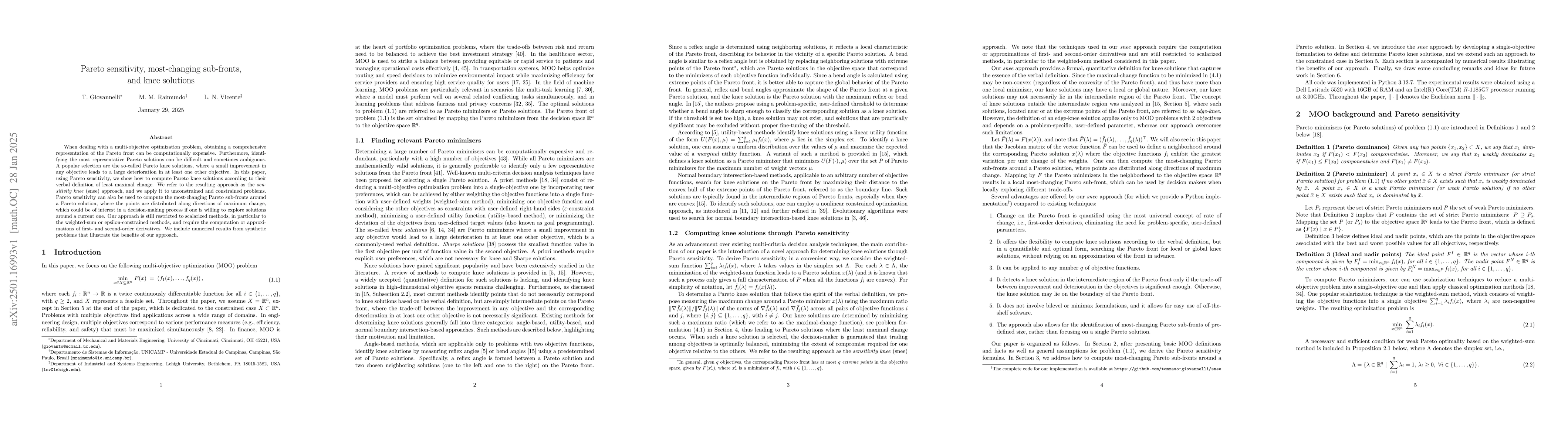Thumbnail for Pareto sensitivity, most-changing sub-fronts, and knee solutions