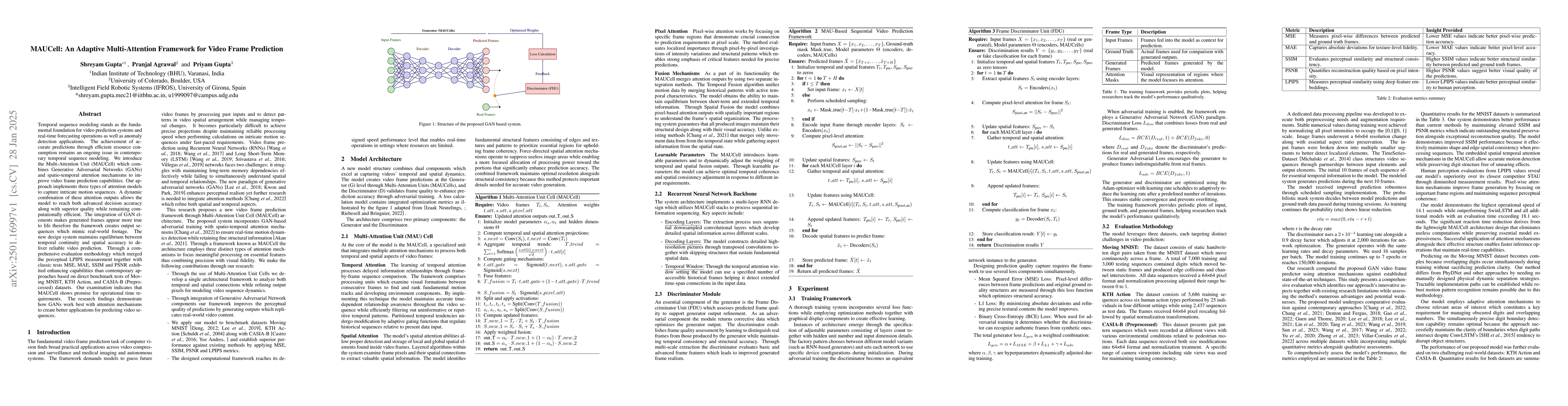 Thumbnail for MAUCell: An Adaptive Multi-Attention Framework for Video Frame
  Prediction