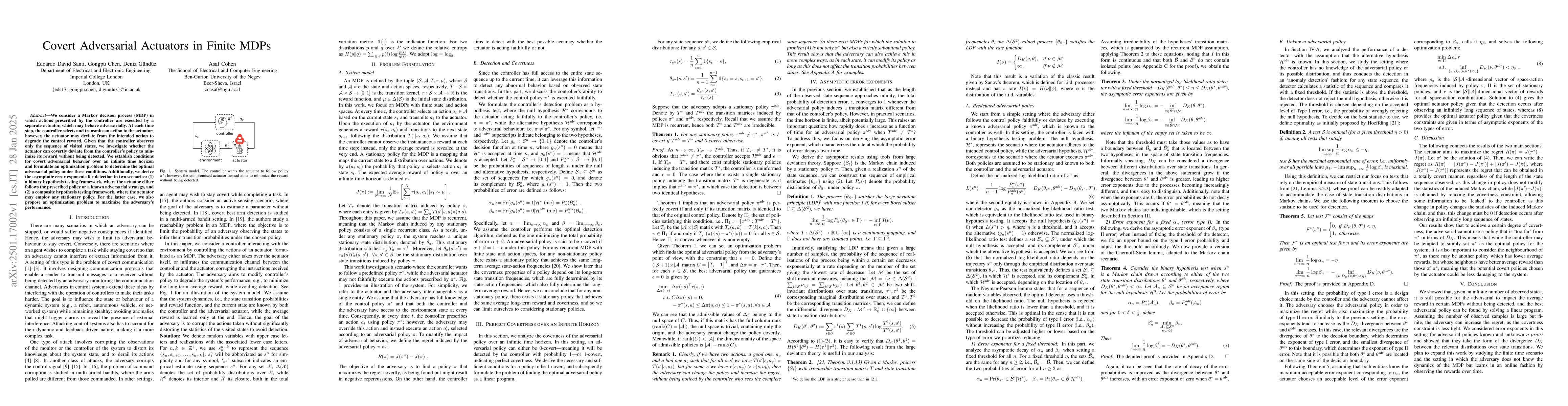 Thumbnail for Covert Adversarial Actuators in Finite MDPs