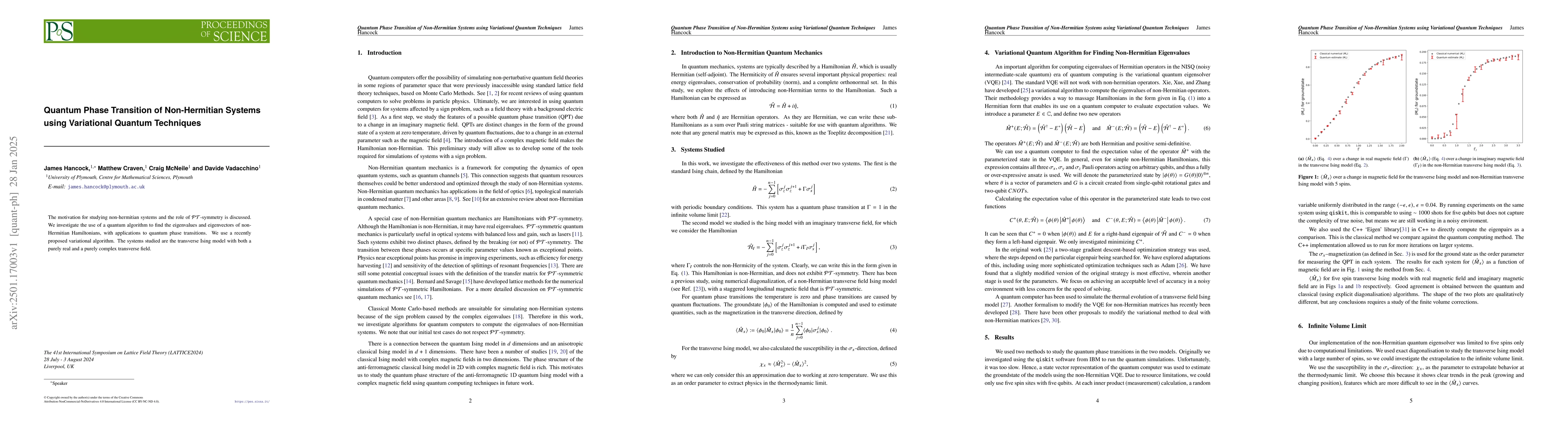 Thumbnail for Quantum Phase Transition of Non-Hermitian Systems using Variational
  Quantum Techniques
