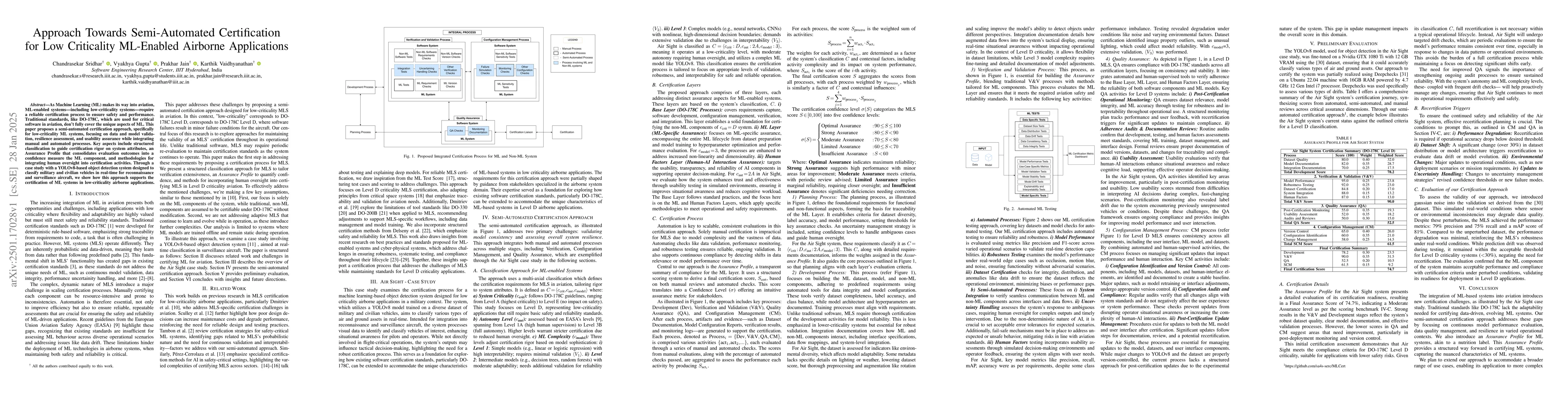 Thumbnail for Approach Towards Semi-Automated Certification for Low Criticality
  ML-Enabled Airborne Applications