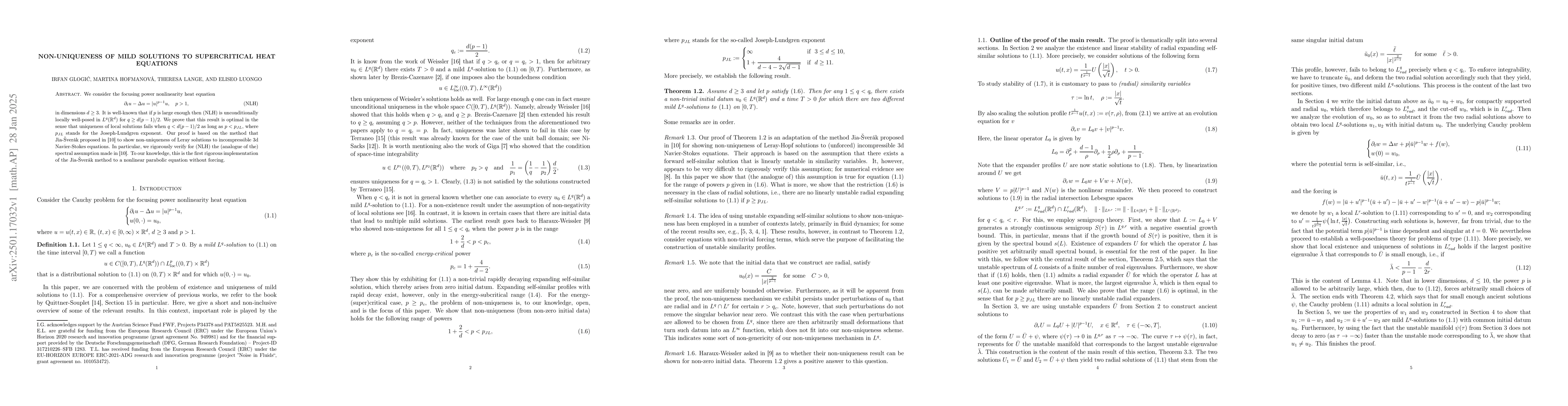 Thumbnail for Non-uniqueness of mild solutions to supercritical heat equations