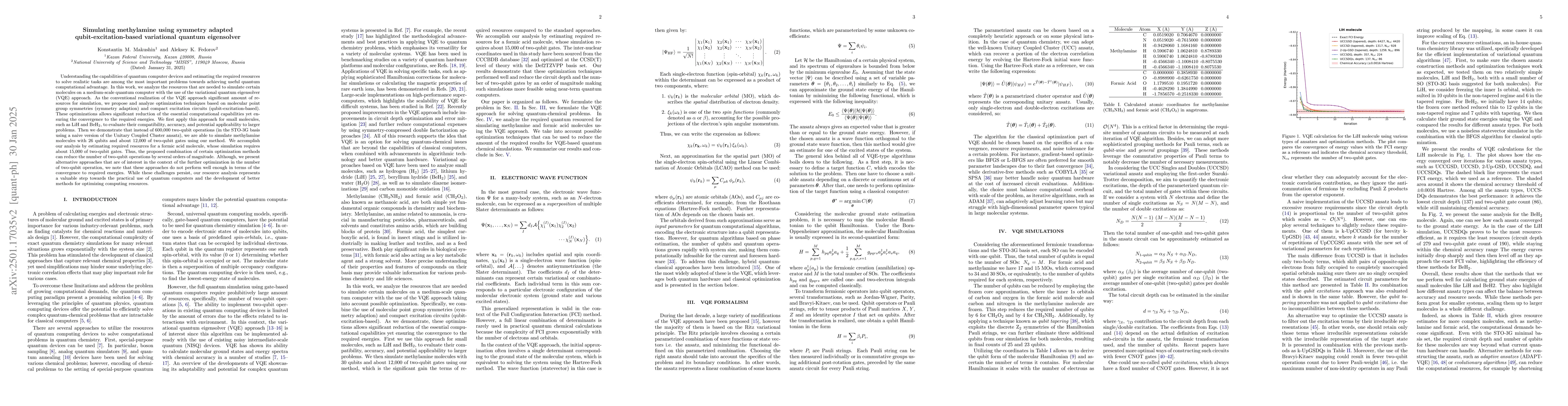 Thumbnail for Simulating methylamine using symmetry adapted qubit-excitation-based
  variational quantum eigensolver