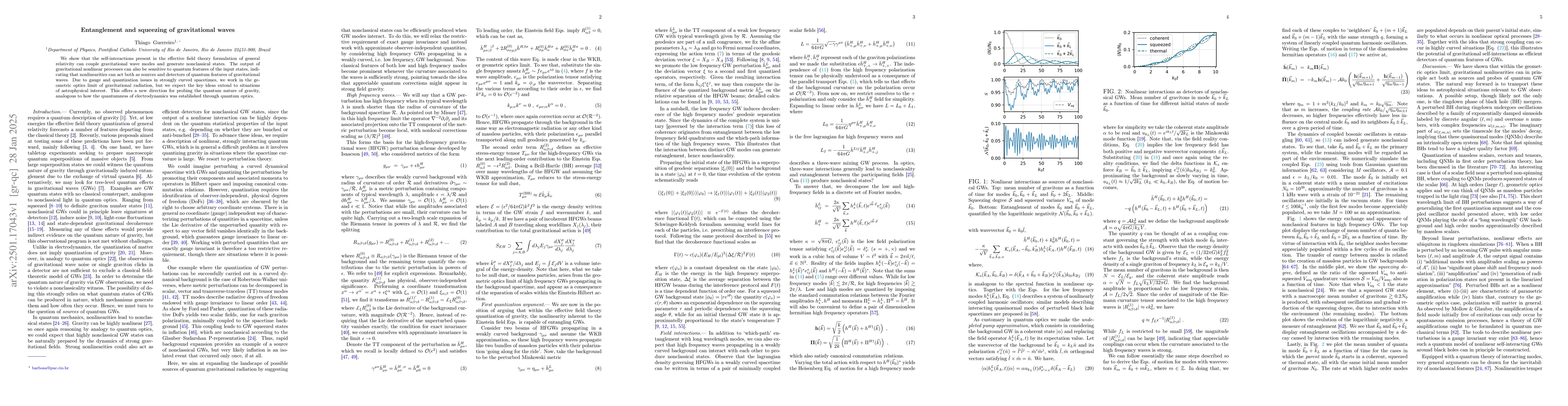 Thumbnail for Entanglement and squeezing of gravitational waves