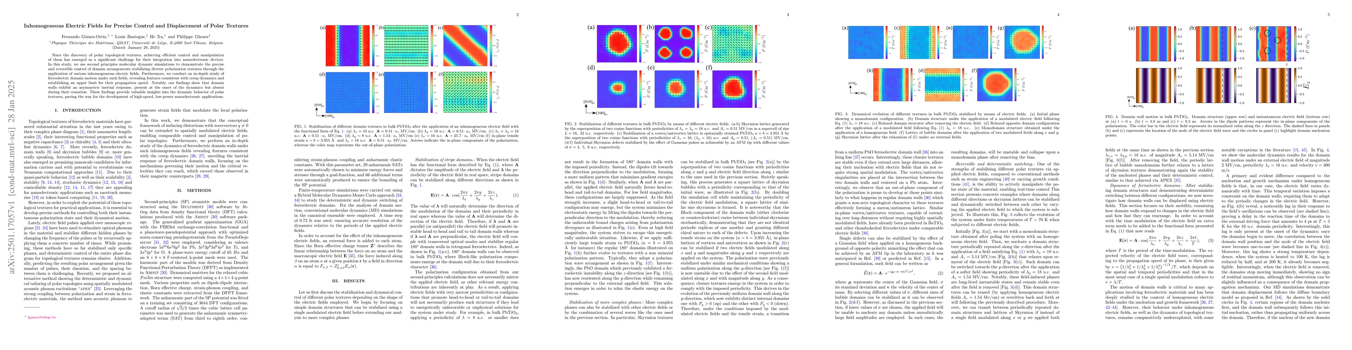 Thumbnail for Inhomogeneous Electric Fields for Precise Control and Displacement of
  Polar Textures