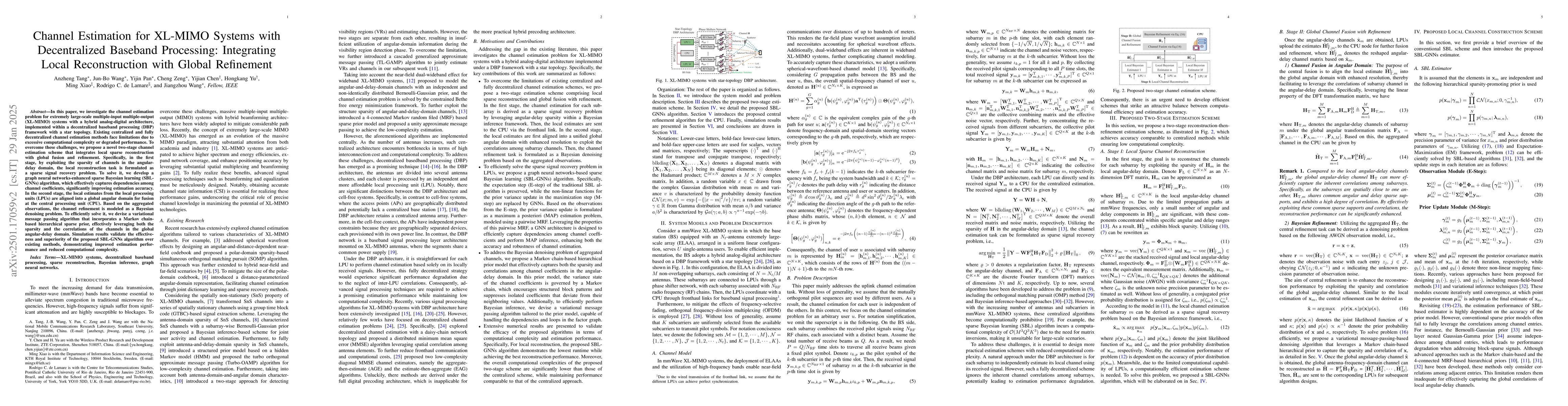Thumbnail for Channel Estimation for XL-MIMO Systems with Decentralized Baseband
  Processing: Integrating Local Reconstruction with Global Refinement
