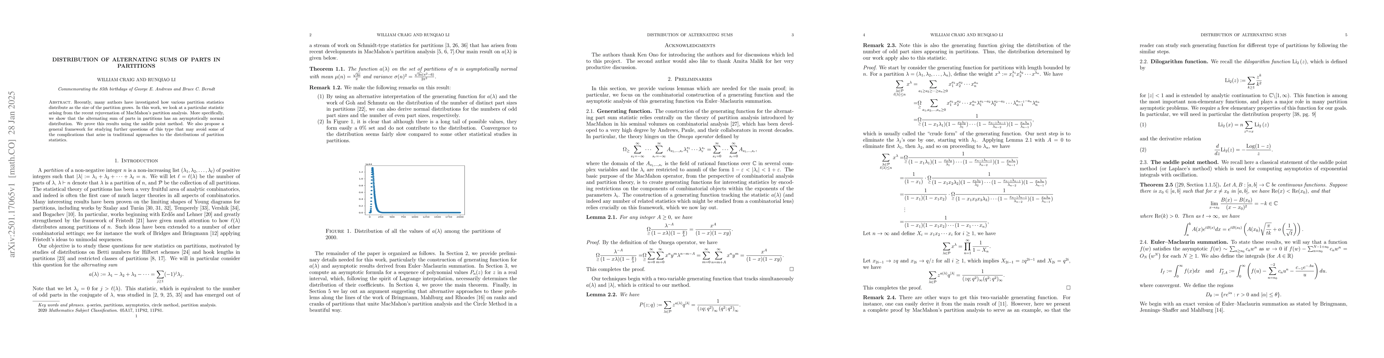 Thumbnail for Distribution of Alternating Sums of Parts in Partitions