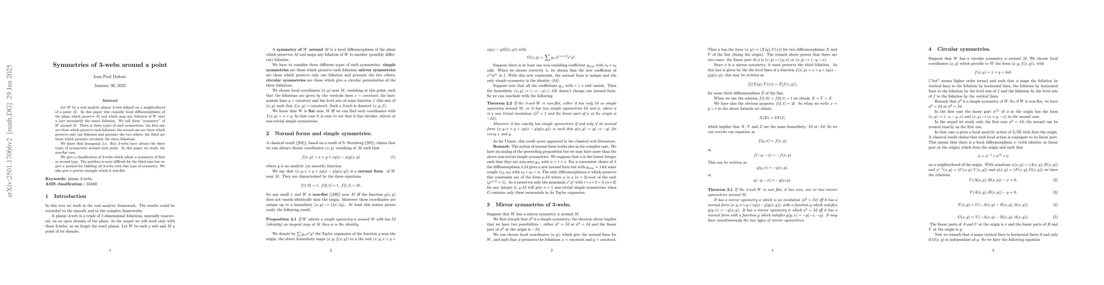Thumbnail for Symmetries of 3-webs around a point