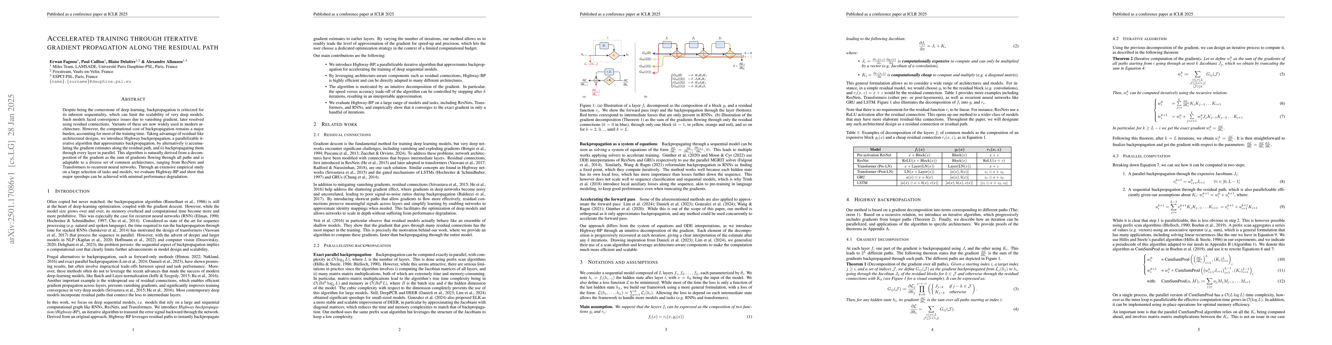 Thumbnail for Accelerated Training through Iterative Gradient Propagation Along the
  Residual Path