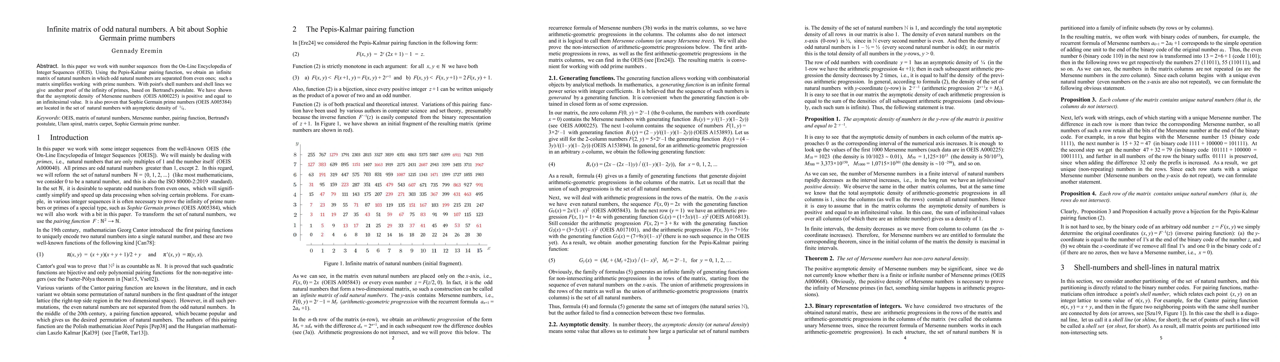 Thumbnail for Infinite matrix of odd natural numbers. A bit about Sophie Germain prime
  numbers