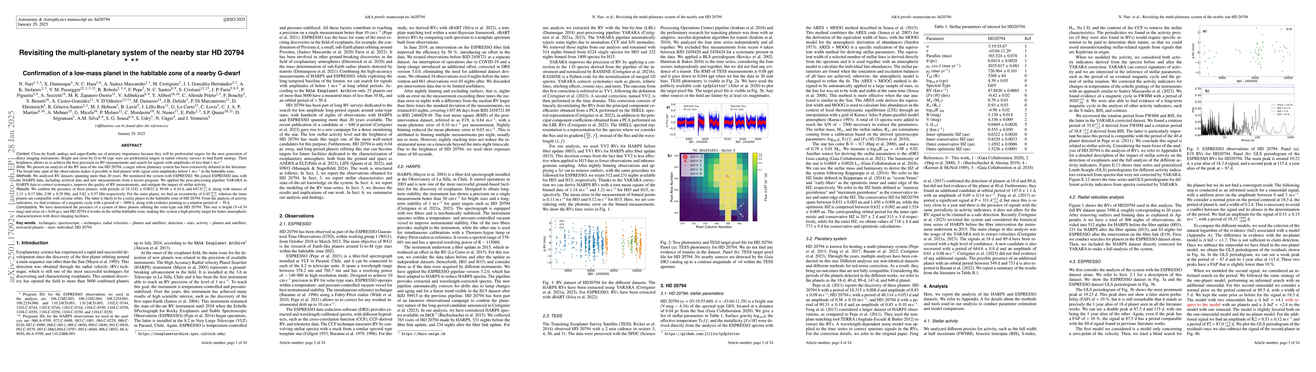 Thumbnail for Revisiting the multi-planetary system of the nearby star HD 20794:
  Confirmation of a low-mass planet in the habitable zone of a nearby G-dwarf