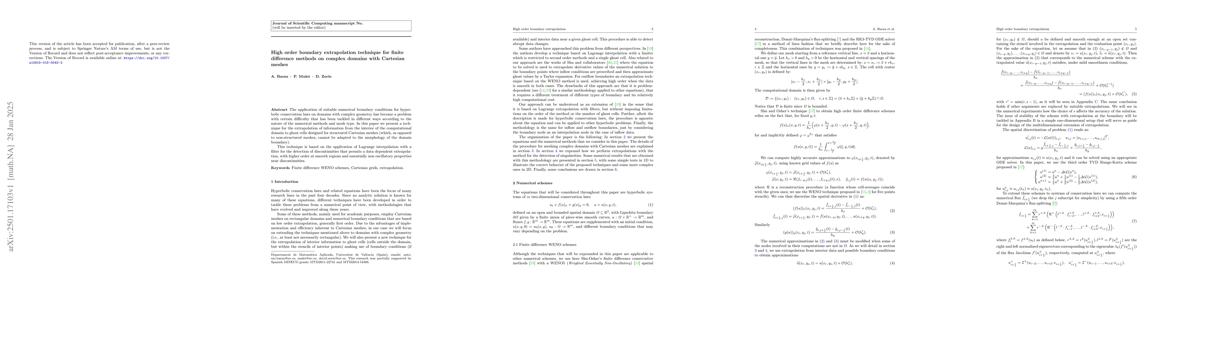 Thumbnail for High Order Boundary Extrapolation Technique for Finite Difference
  Methods on Complex Domains with Cartesian Meshes