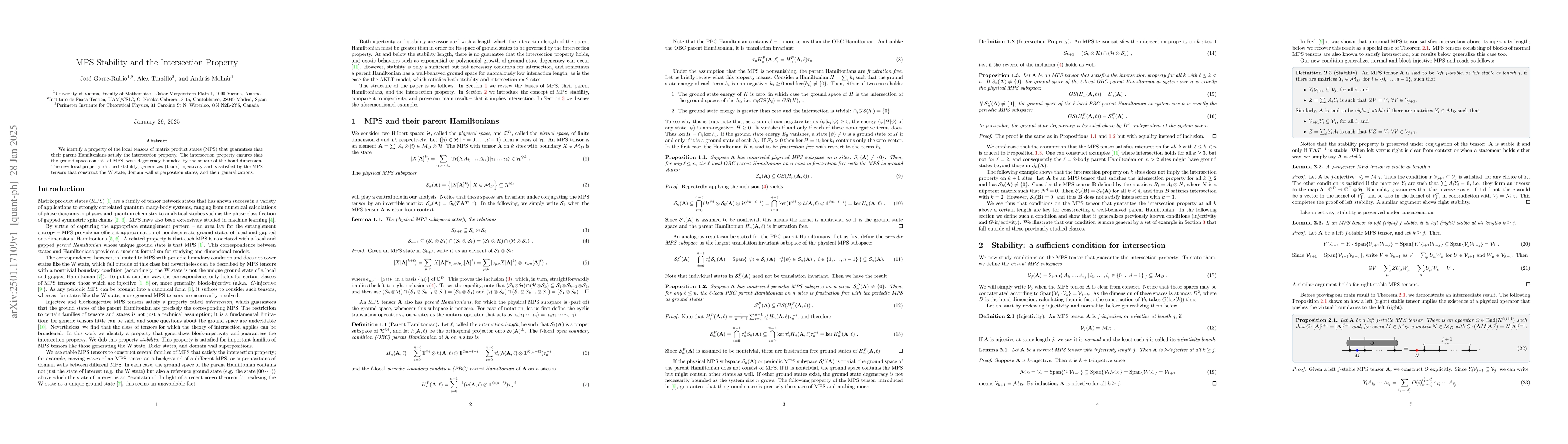 Thumbnail for MPS Stability and the Intersection Property