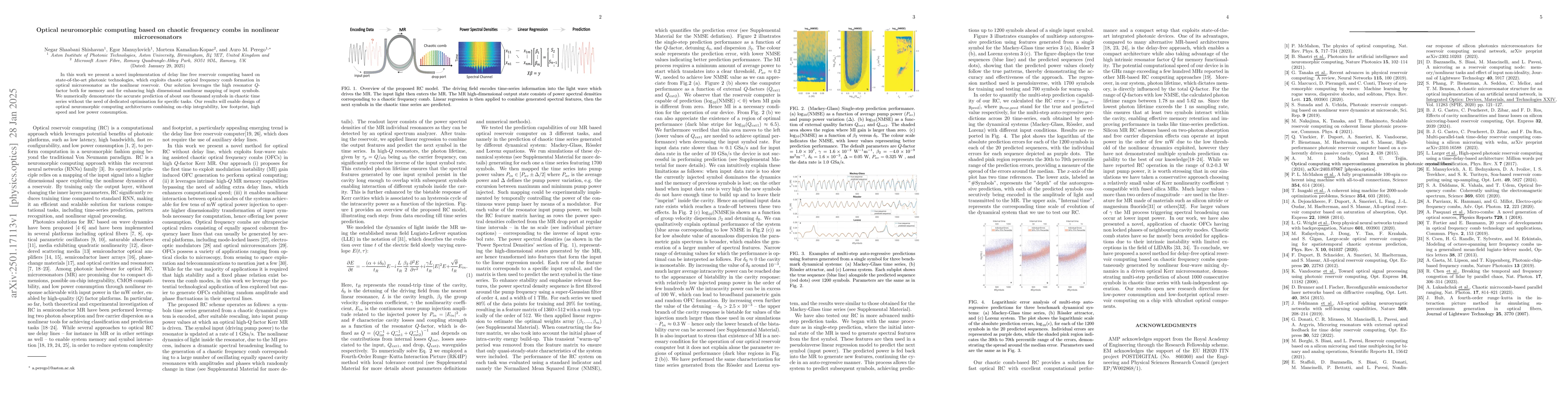 Thumbnail for Optical neuromorphic computing based on chaotic frequency combs in
  nonlinear microresonators