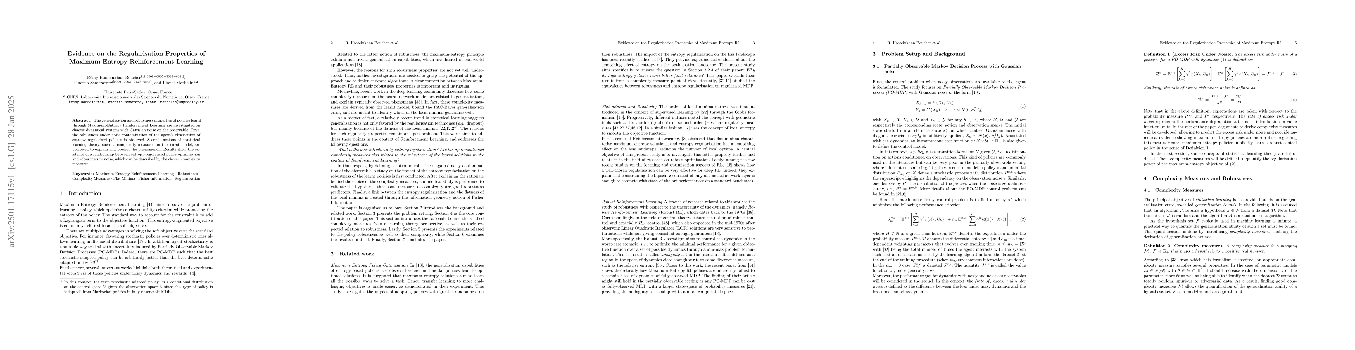 Thumbnail for Evidence on the Regularisation Properties of Maximum-Entropy
  Reinforcement Learning
