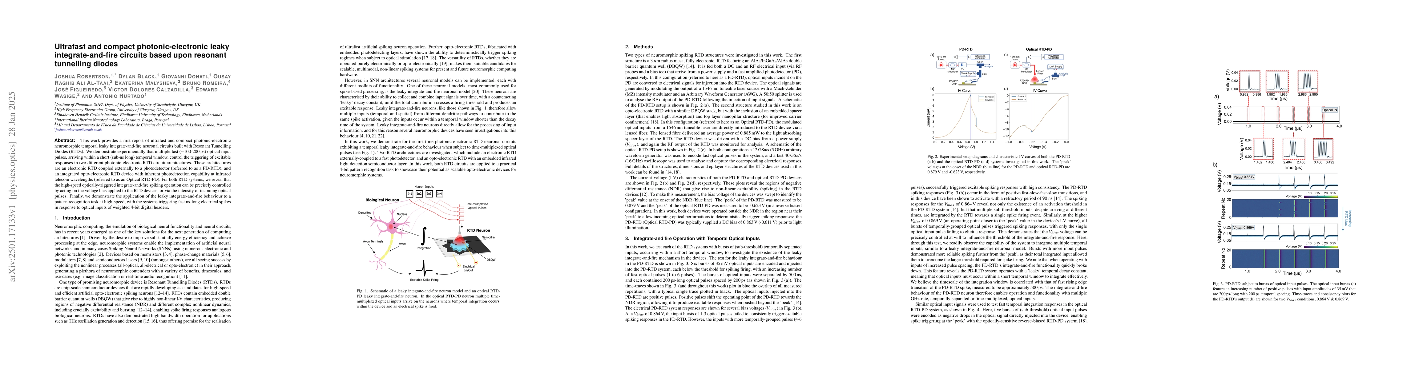 Thumbnail for Ultrafast and compact photonic-electronic leaky integrate-and-fire
  circuits based upon resonant tunnelling diodes