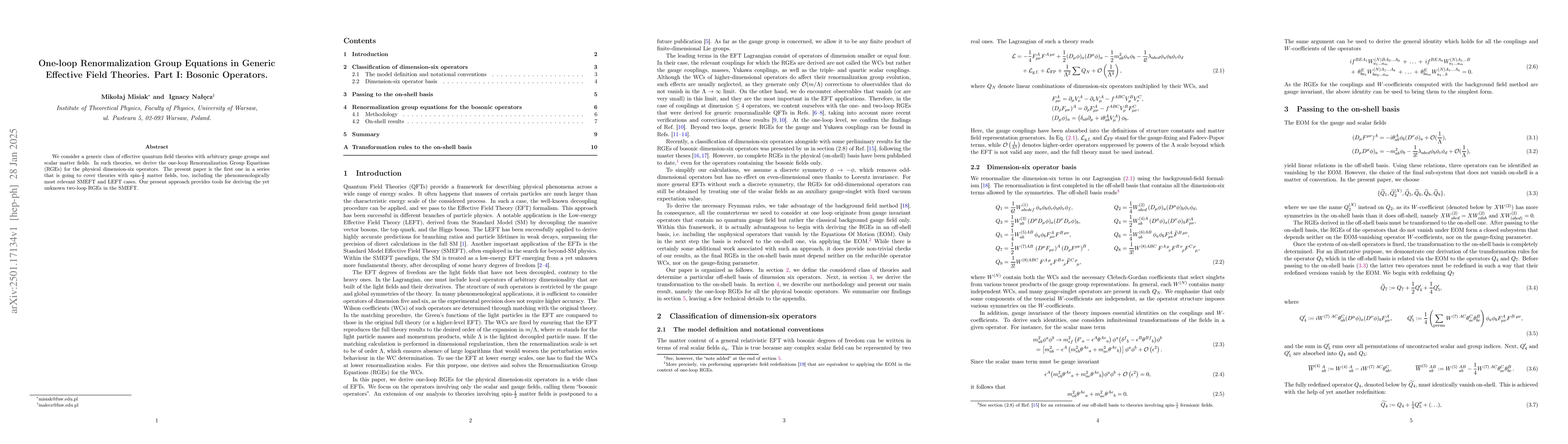 Thumbnail for One-loop Renormalization Group Equations in Generic Effective Field
  Theories. Part I: Bosonic Operators